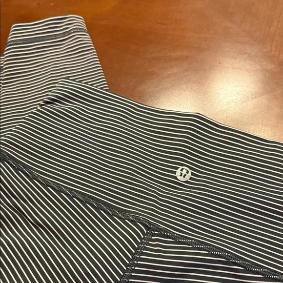 Lululemon Athletica Navy and White Striped Leggings - Picture 1 of 5